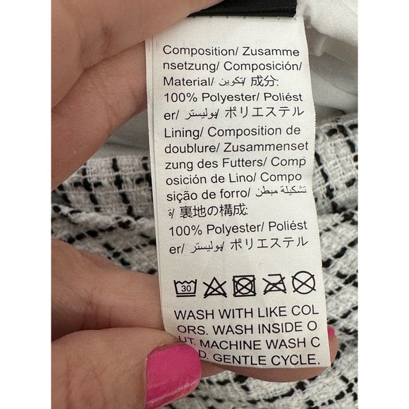 Shein white black plaid front twist overlayed mini skirt size L - Picture 6 of 11